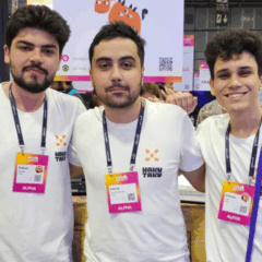 Raduan Muarrek, CEO da Hakutaku, acompanhado de Patrick Miranda, COO, e Vinicios Lugli, CTO| Foto: Divulgação
